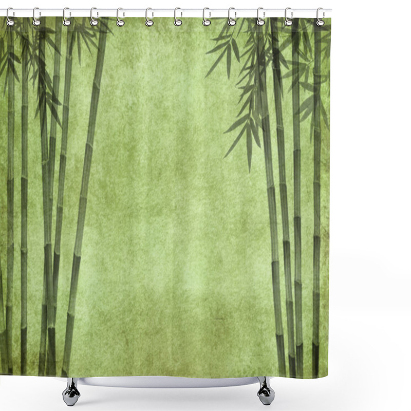 Personality  Bamboo On Old Grunge Antique Paper Texture Shower Curtains