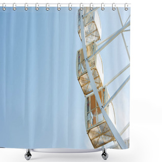 Personality  Cabins Of Ferris Wheel Against Blue Sky In Amusement Park Shower Curtains