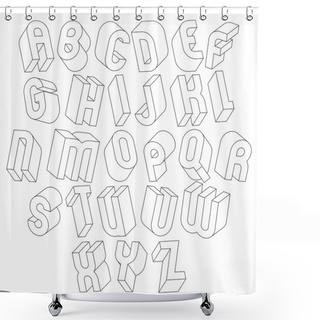 Personality  Black And White 3d Font Made With Thin Lines. Shower Curtains