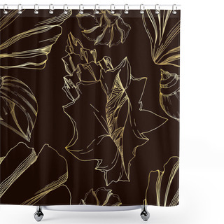 Personality  Vector Summer Beach Seashell Tropical Elements. Black And White  Shower Curtains