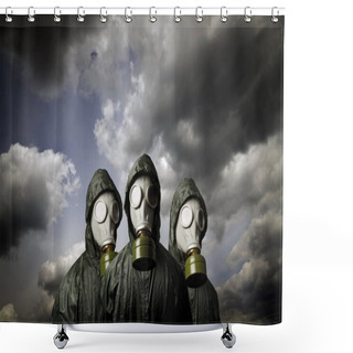 Personality  Three Gas Masks. Survival Theme. Shower Curtains