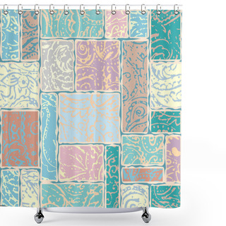 Personality  Grunge Paisley Pattern In Collage Patchwork Style. Shower Curtains