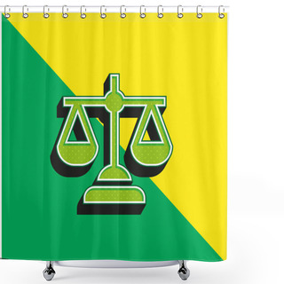 Personality  Balance Green And Yellow Modern 3d Vector Icon Logo Shower Curtains
