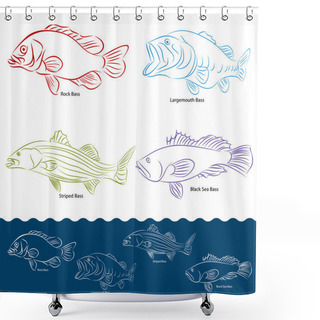 Personality  Bass Fish Types Shower Curtains