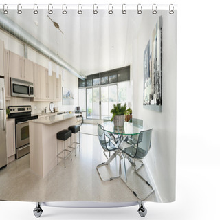 Personality  Modern Condo Kitchen Dining And Living Room Shower Curtains
