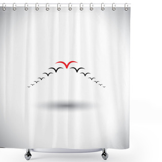 Personality  Leadership Concept Vector - Birds Flying Forming An Arrow Shower Curtains