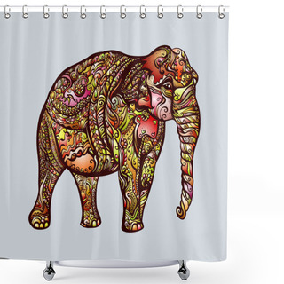 Personality  Hand-drawn Asian Indian Elephant. Color Illustration For Creative Idea Shower Curtains