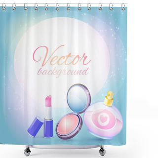 Personality  Vector Cosmetics Background. Vector Illustration. Shower Curtains