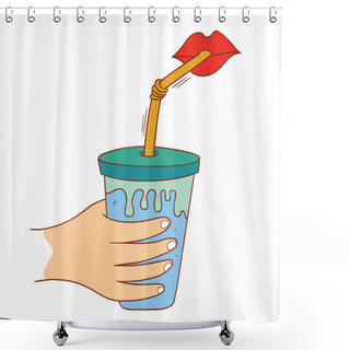 Personality  Drinking A Cup Of Juice Shower Curtains