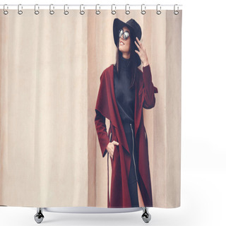 Personality  Young Woman In Stylish Clothing Shower Curtains