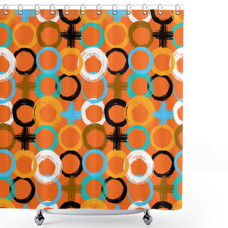 Personality  Pattern With Painted Circles And Crosses Shower Curtains