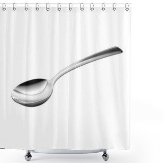 Personality  Silver Spoon Isolated On White Background. 3d Illustration. Shower Curtains