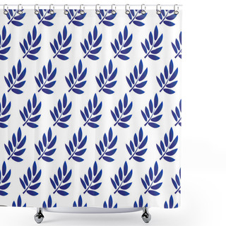 Personality  Leaves Pattern Blue And White Shower Curtains