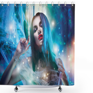 Personality  Beautiful Halloween Witch Portrait.  Shower Curtains