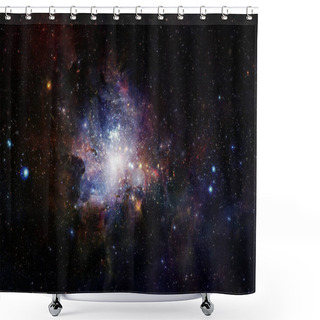 Personality  Cosmic Landscape, Colorful Science Fiction Wallpaper With Endless Outer Space. Shower Curtains