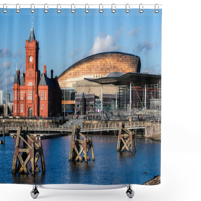 Personality  Pierhead And Millenium Centre Buildings Cardiff Bay Shower Curtains