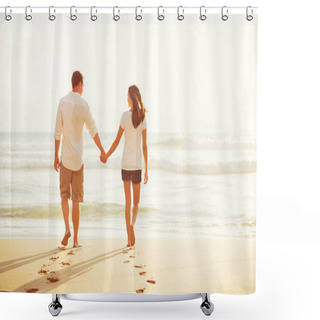 Personality  Couple Walking On The Beach At Sunset Shower Curtains