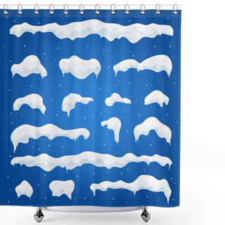 Personality  Snow Caps, Snowballs, Snowdrifts Set. Snow Cap Vector Collection Shower Curtains