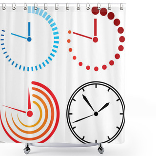 Personality  Clock Icons Shower Curtains