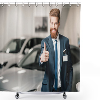 Personality  Salesman In Dealership Salon Shower Curtains