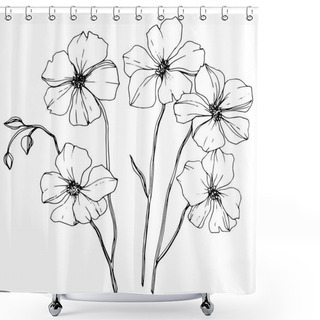 Personality  Vector Flax Floral Botanical Flower. Wild Spring Leaf Wildflower Isolated. Black And White Engraved Ink Art. Isolated Flax Illustration Element On White Background. Shower Curtains