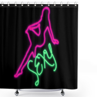 Personality  Neon Sign For Bar Or Strip Club Shower Curtains