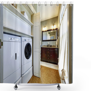 Personality  Light Grey Hallway With Built-in Washer And Dryer Shower Curtains