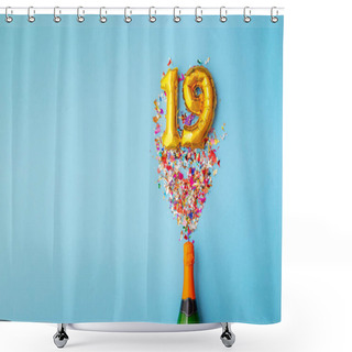 Personality  19th Anniversary Champagne Bottle Balloon Pop Shower Curtains
