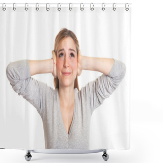 Personality  Young Woman Do Not Like Noise Shower Curtains