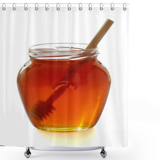 Personality  Wooden Dipper With Jar Of Honey. Shower Curtains