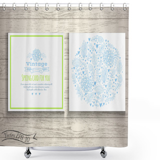 Personality  Floral Card In Vintage Style Shower Curtains