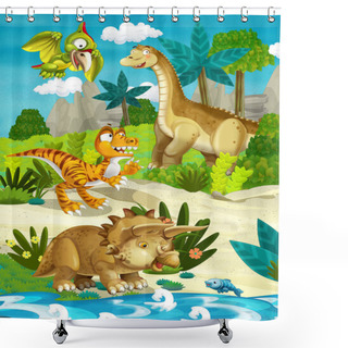 Personality  Cartoon Happy Dinosaurs Shower Curtains