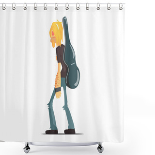 Personality  Rock Band Member Funny Character With The Guitar Case Shower Curtains