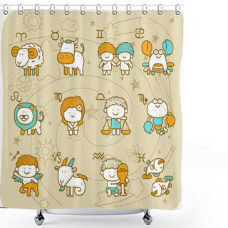 Personality  Zodiac Icons Set Shower Curtains