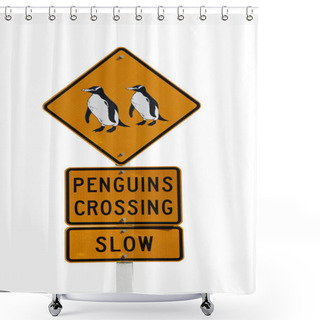 Personality  Penguin Sign Shower Curtains