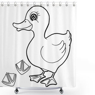Personality  Duck  With Paw Print Coloring Pages Vector Shower Curtains