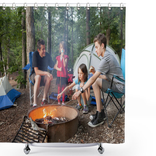 Personality  Father Camping With Kids Shower Curtains