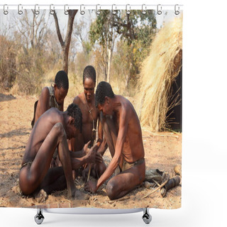 Personality  Bushmen In Namibia Are Making Fire Shower Curtains