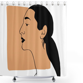 Personality  Hand Draw Outline Portrait Of Latin Hispanic Woman With Dark Beige Sample Color. Abstract Colletion Of Different People And Skin Tones. Diversity Concept Shower Curtains