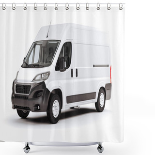Personality  3d Render Of White Van Vehicle On White Background Shower Curtains