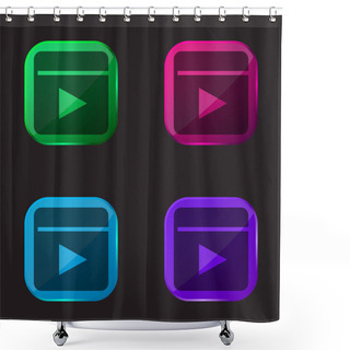 Personality  Animation Four Color Glass Button Icon Shower Curtains