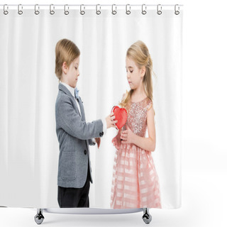 Personality  Boy Gives Present To Girl Shower Curtains