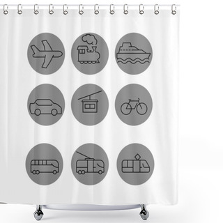 Personality  Vector Transport Icons In Grey Circles On White Background Shower Curtains