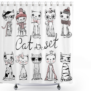 Personality  Poster With Stylish Cats Shower Curtains