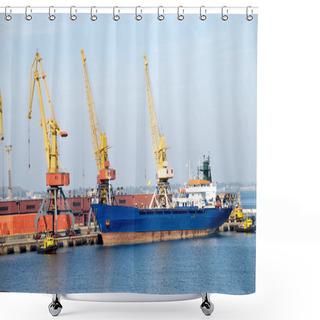 Personality  Port With Loading Cargo Ship Shower Curtains