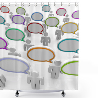 Personality  Large Group Of Talking - Speech Bubbles Shower Curtains