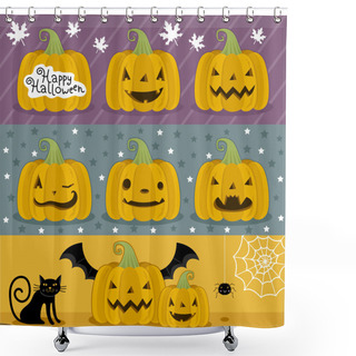 Personality  Many Pumpkin Prepared For Halloween. Shower Curtains