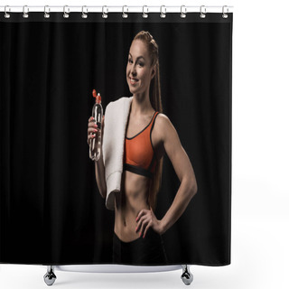 Personality  Athlete With Towel Holding Bottle Of Water Shower Curtains