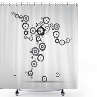 Personality  Abstract Vector Cogs Shower Curtains