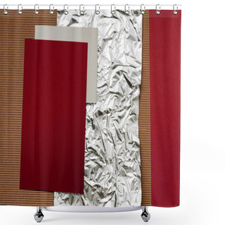 Personality  Close-up View Of Various Detailed Paper, Foil And Cardboard Textures Shower Curtains